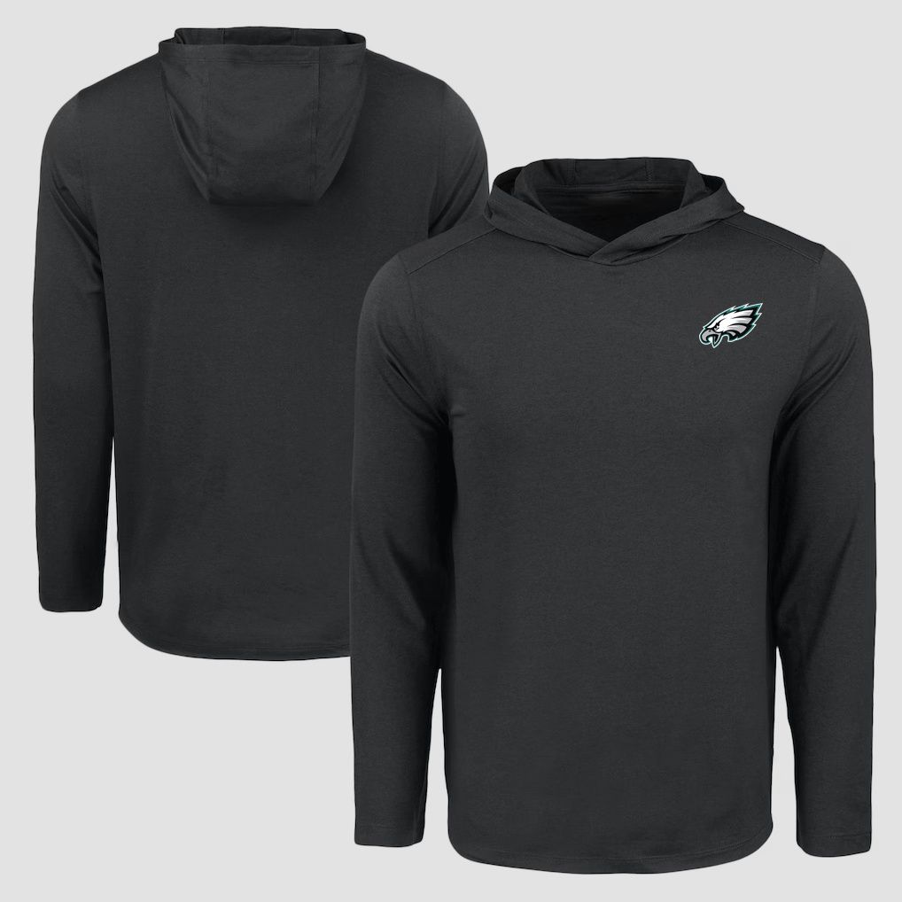 Men 2026 NFL Philadelphia Eagles Hooded long sleeved T-shirt black 06->nfl t-shirts->Sports Accessory